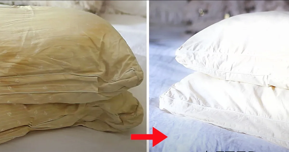 Vergeelde kussens zijn binnen een mum van tijd weer stralend wit dankzij deze handige tip