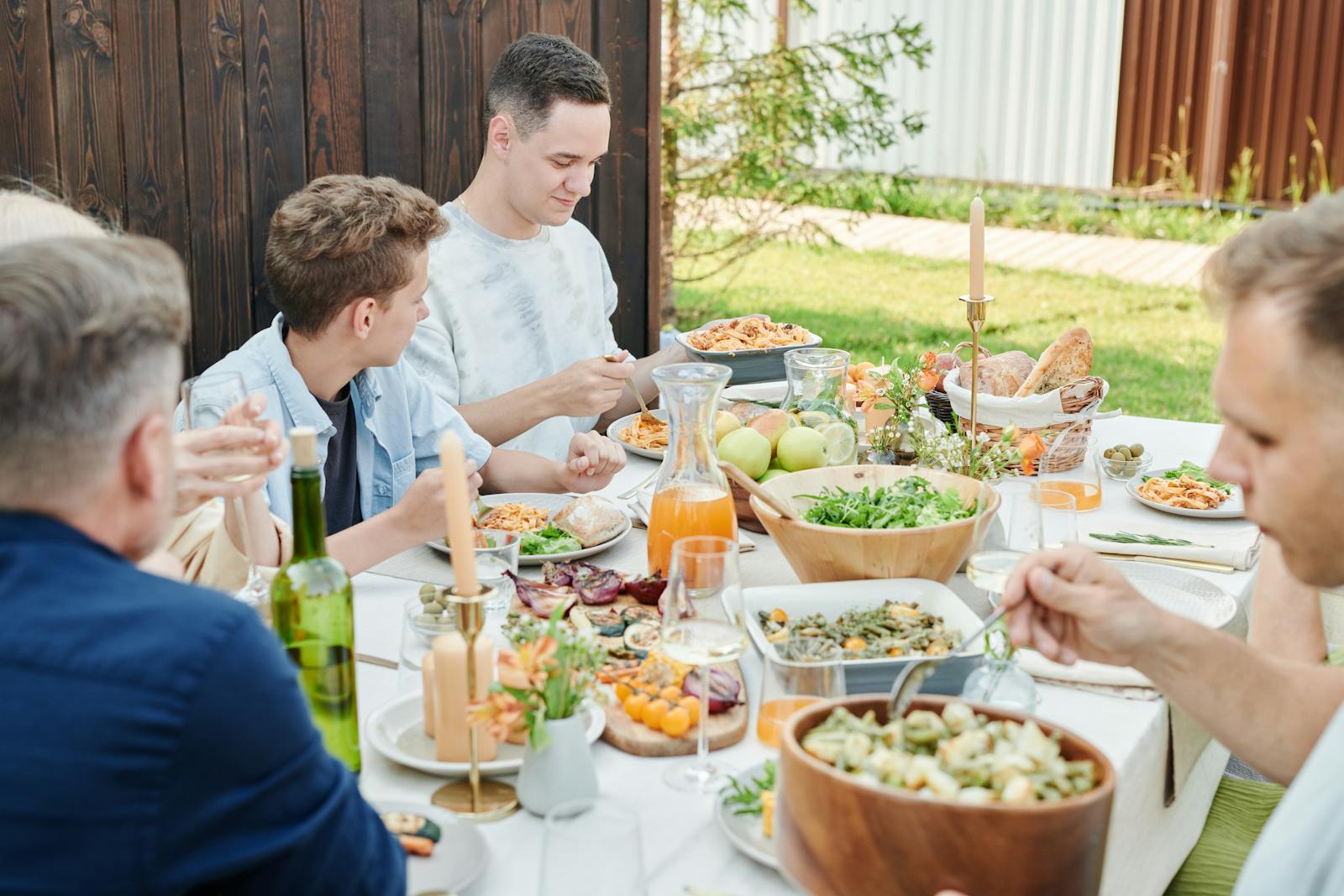 Outdoor meeting with food