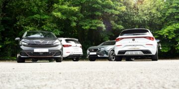 a couple of cars parked next to each other