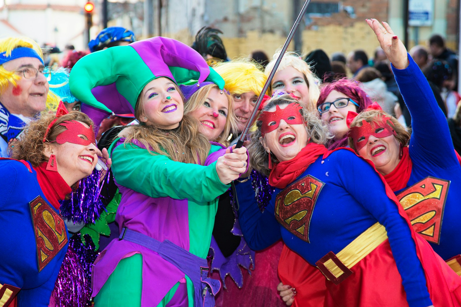 Group of people wearing purple and pink jacket