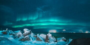 landscape photo of Aurora lights