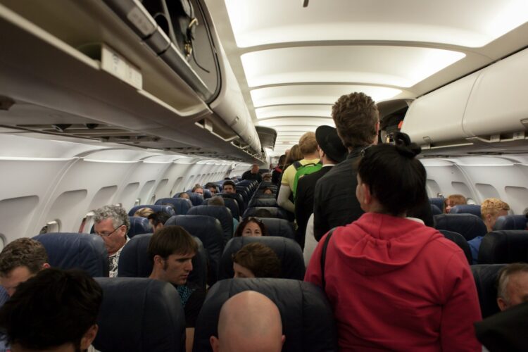 Group of people in airliner