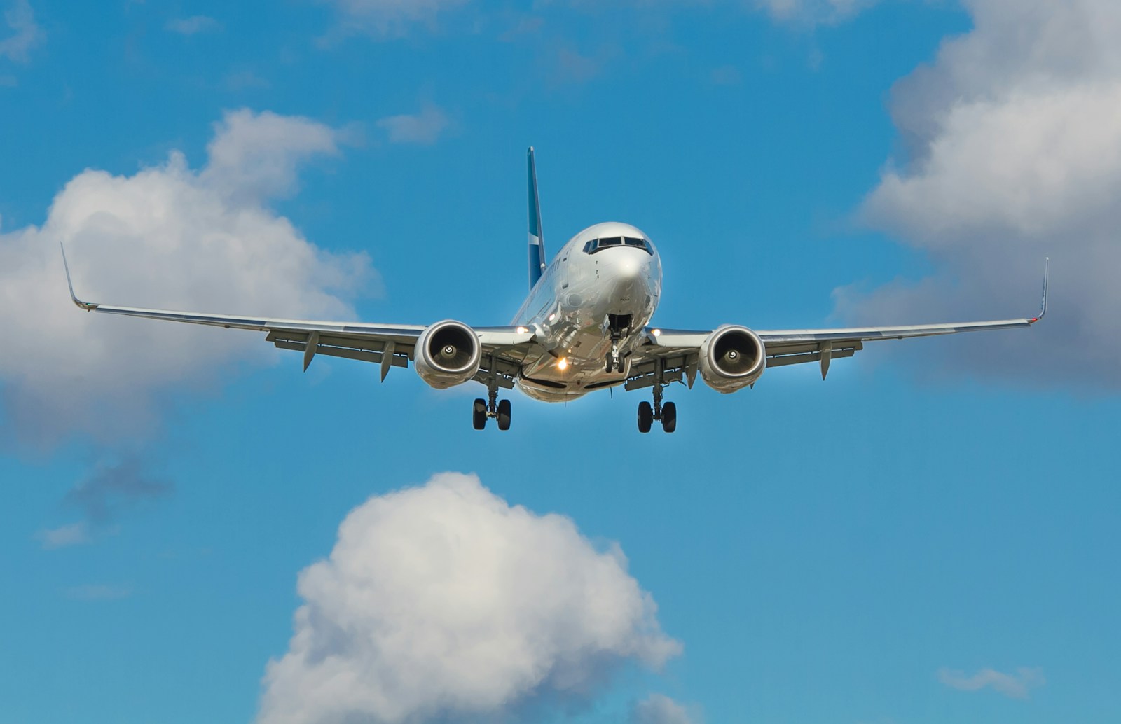 White airplane on mid air