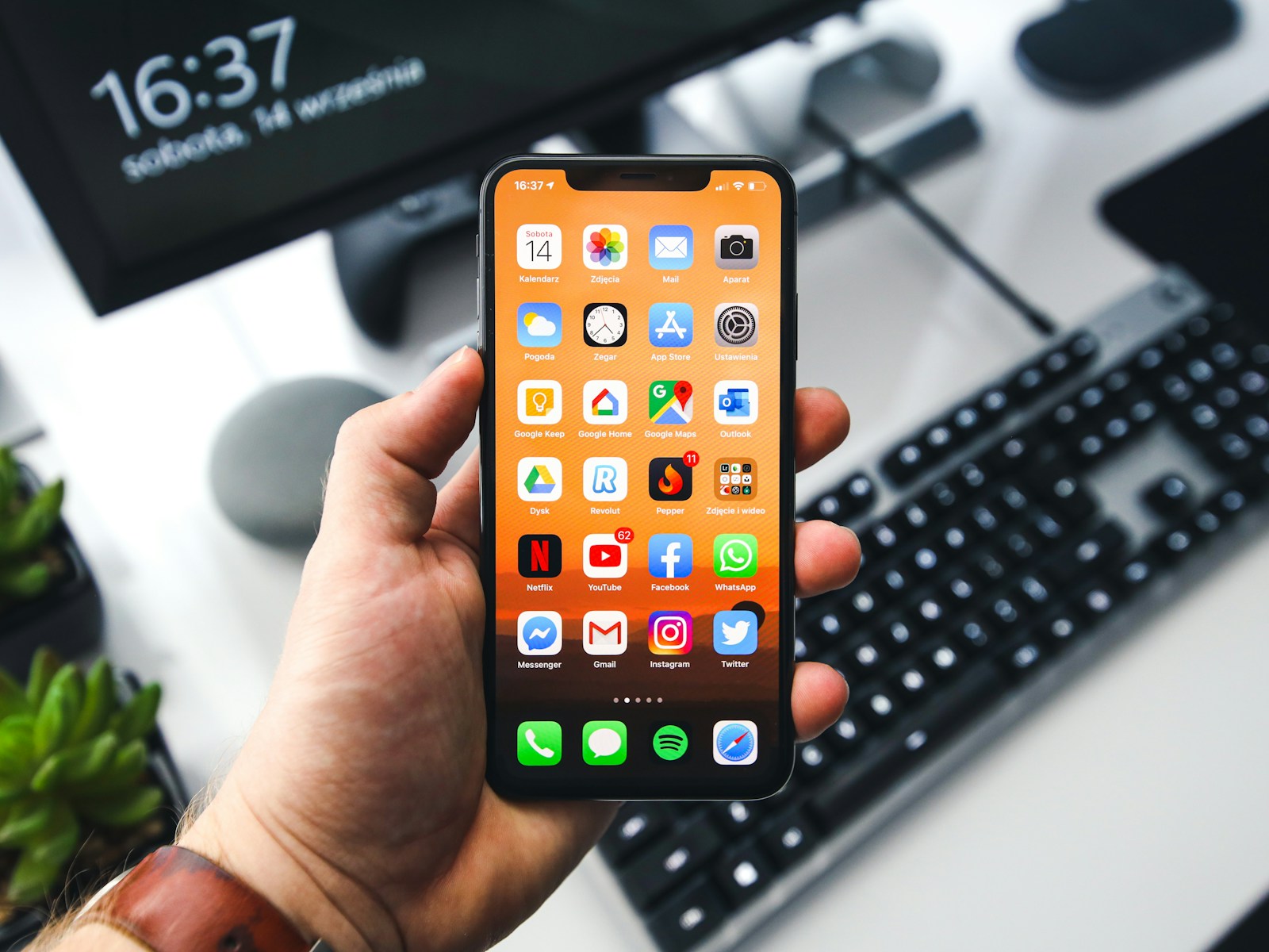 Black samsung android smartphone turned on displaying icons
