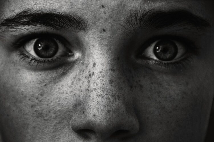 Grayscale photo of man