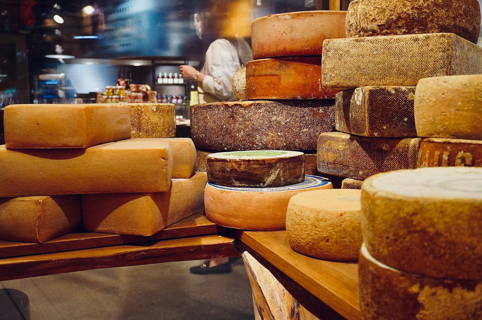 A bunch of cheese stacked on top of each other