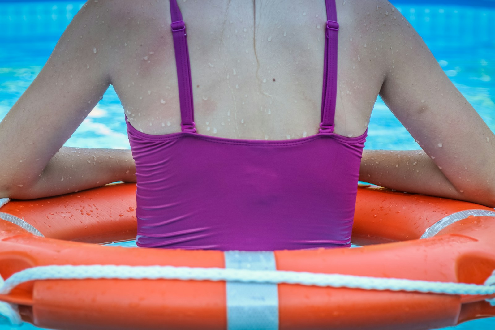 Woman weawring inflatable floater