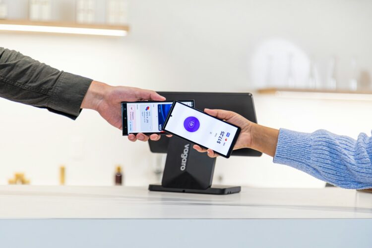 Contactless payment being made with mobile phones
