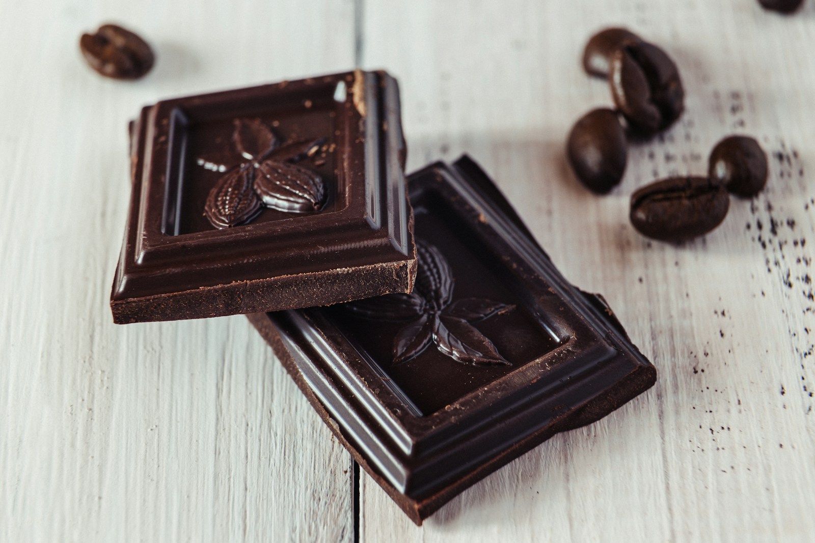 A couple of pieces of chocolate sitting on top of a table