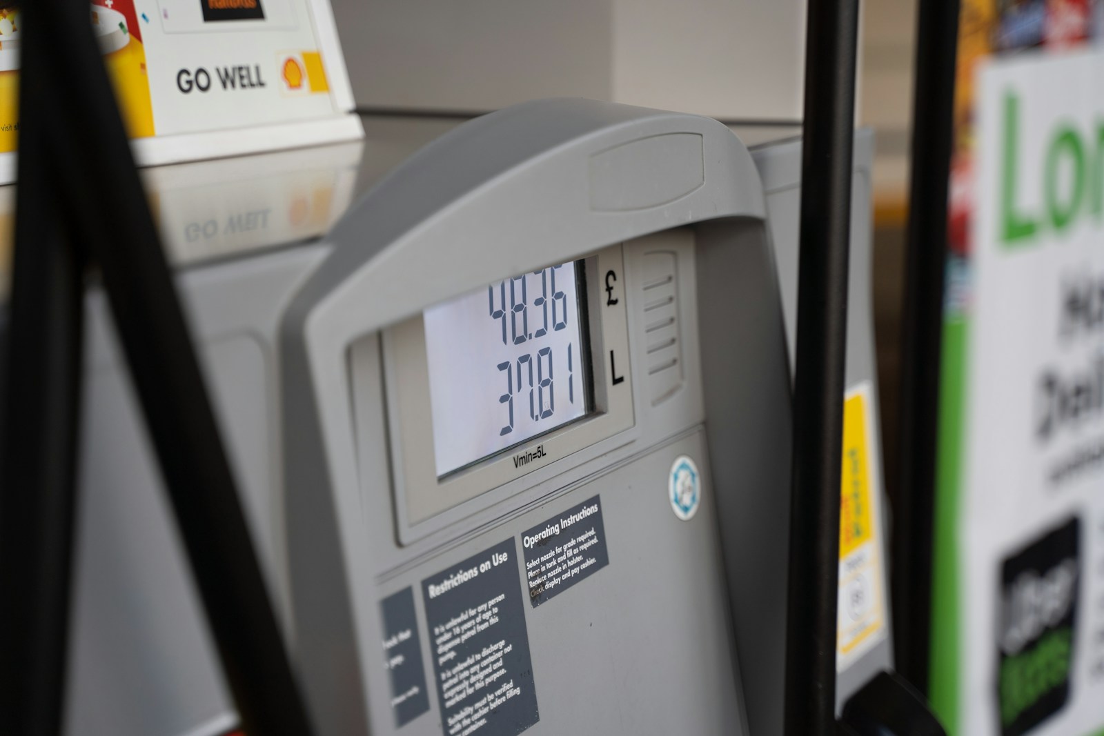 A close up of a gas pump at a gas station