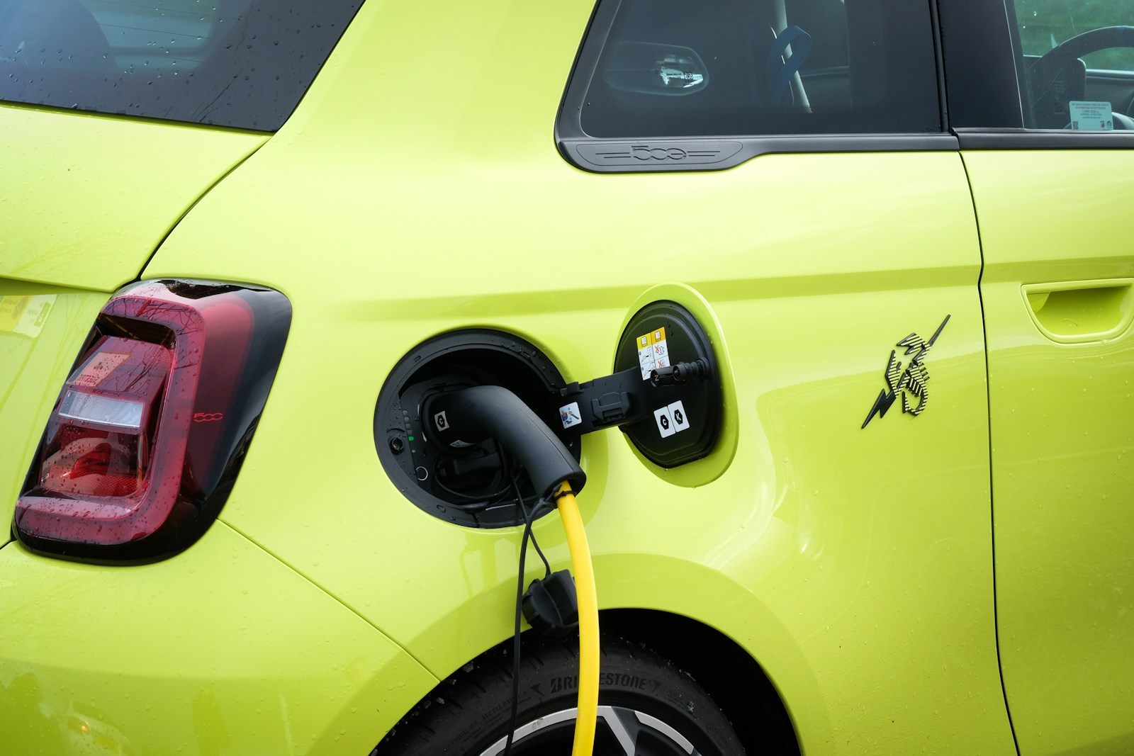 An electric car being charged by a charger