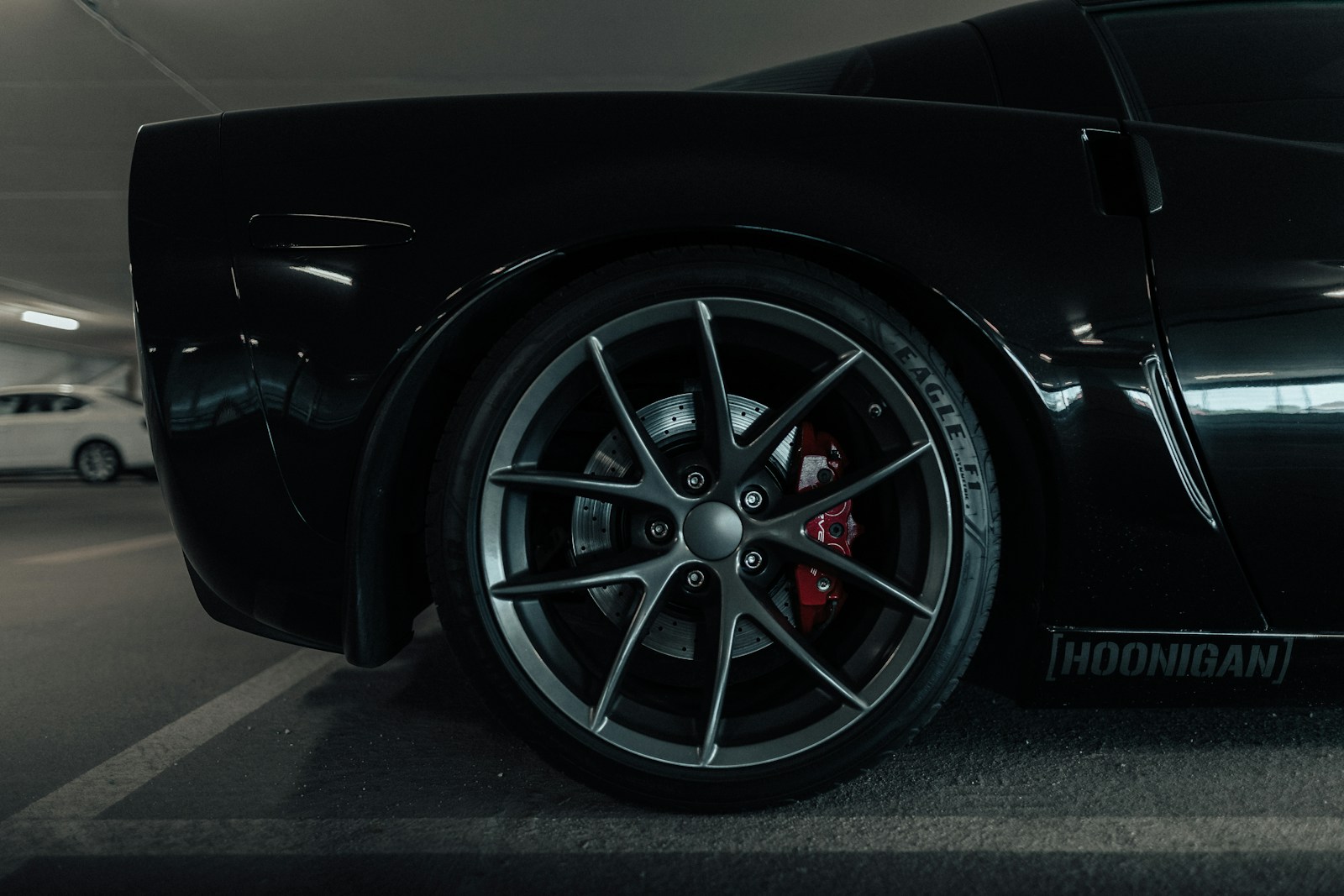 Black 5 spoke vehicle wheel