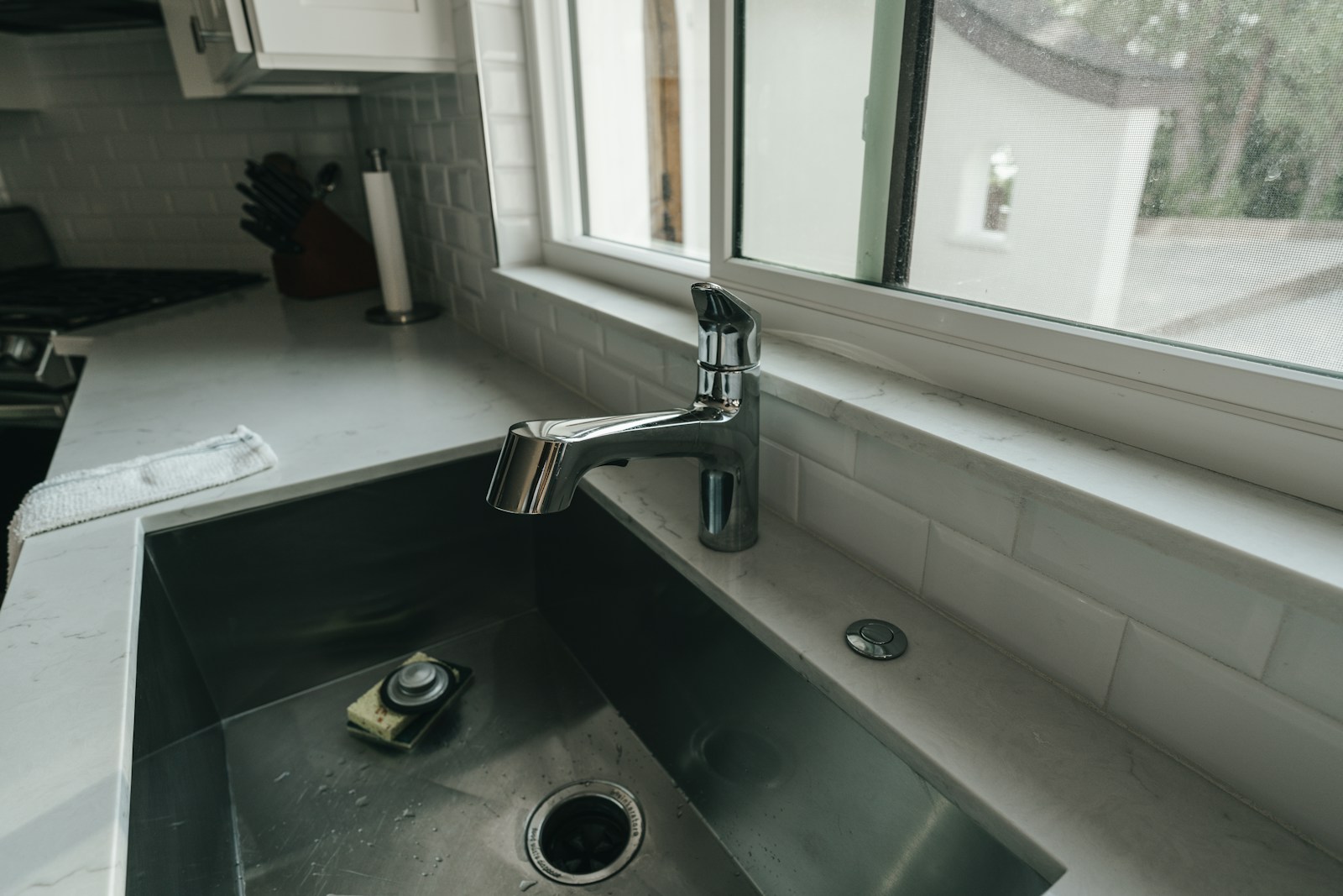 A sink with a faucet