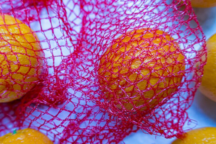 Red and white polka dot textile