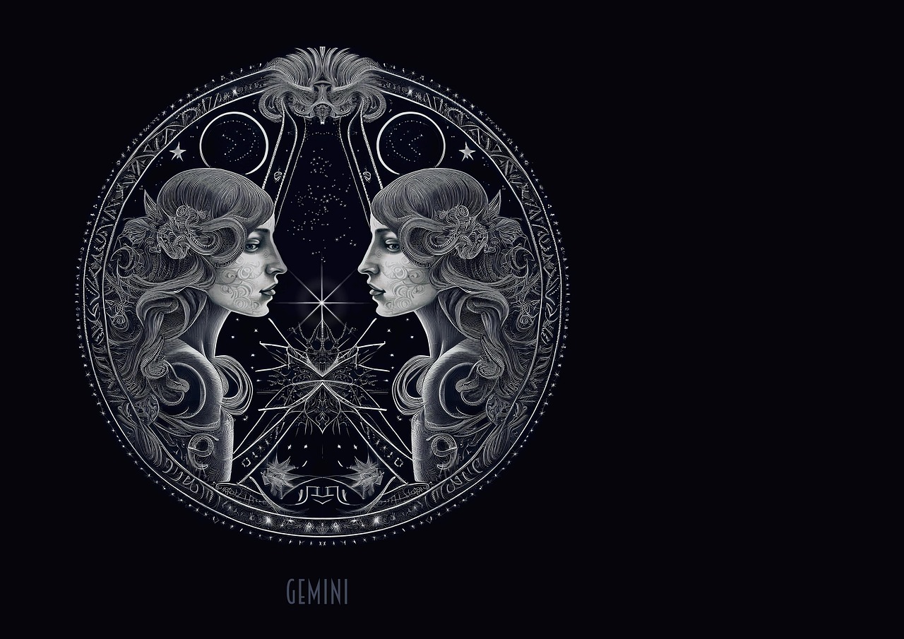 Gemini star sign astrology horoscope fantasy ai generated background birthday card zodiac symbol shining gemini gemini gemini gemini gemini