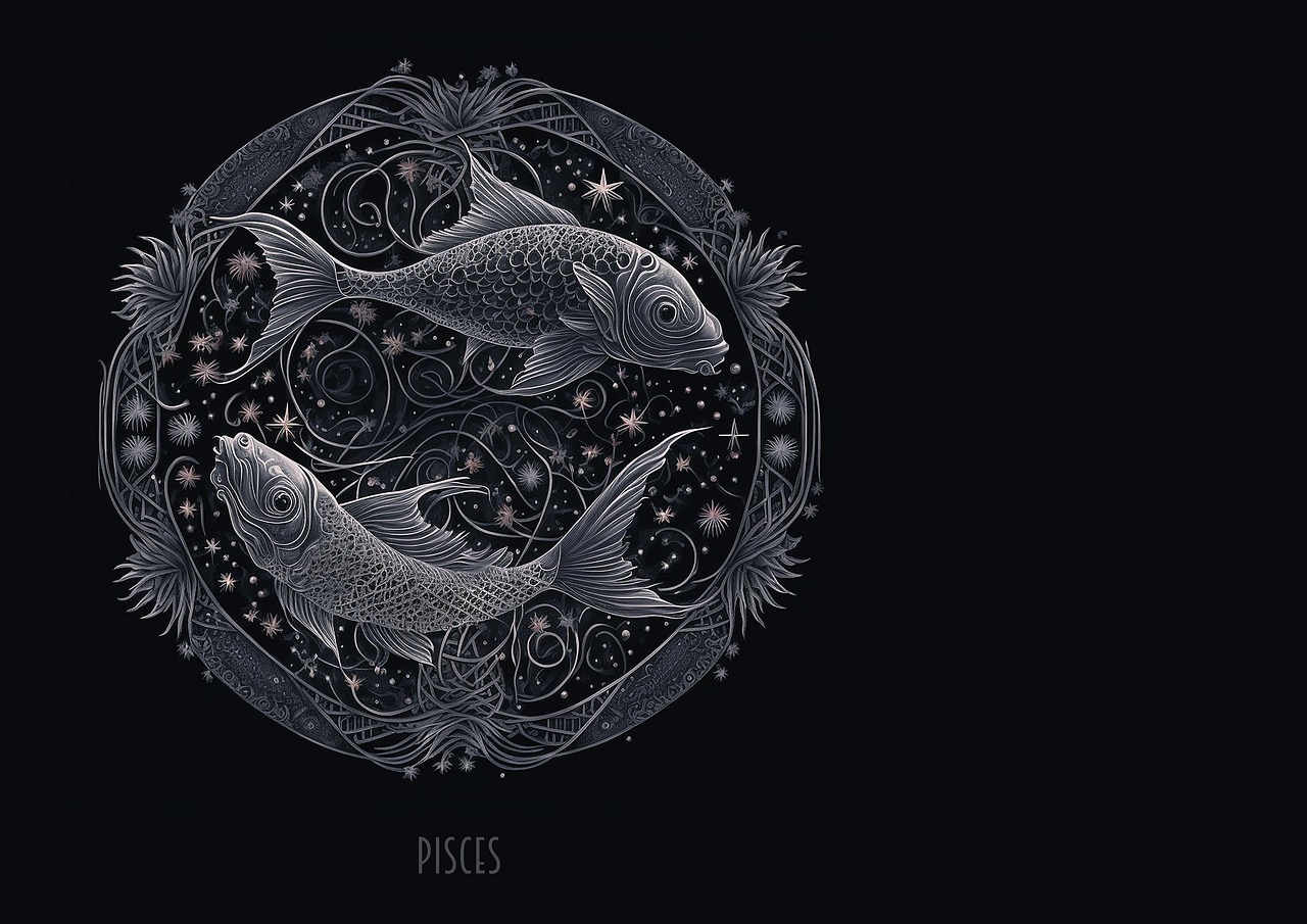 Pisces star sign astrology horoscope fantasy ai generated background birthday card zodiac symbol shining pisces pisces pisces pisces pisces