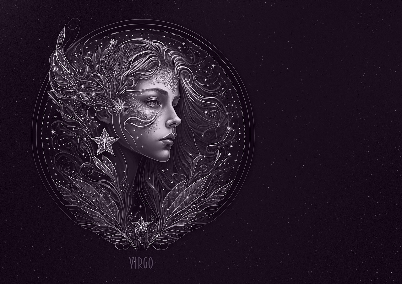 Virgo star sign astrology horoscope fantasy ai generated background birthday card zodiac symbol shining virgo virgo virgo virgo virgo astrology horoscope zodiac