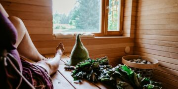 a person sitting on a bed
