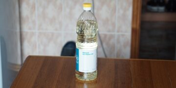 a bottle of water on a table