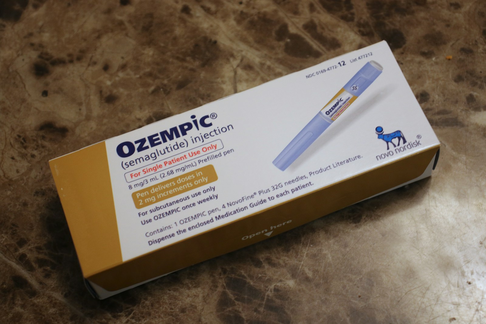 Ozempic medication box with pen injection