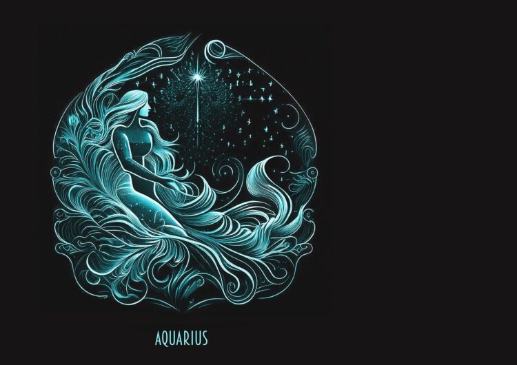 Aquarius star sign astrology horoscope fantasy ai generated background birthday card zodiac symbol shining aquarius aquarius aquarius aquarius aquarius