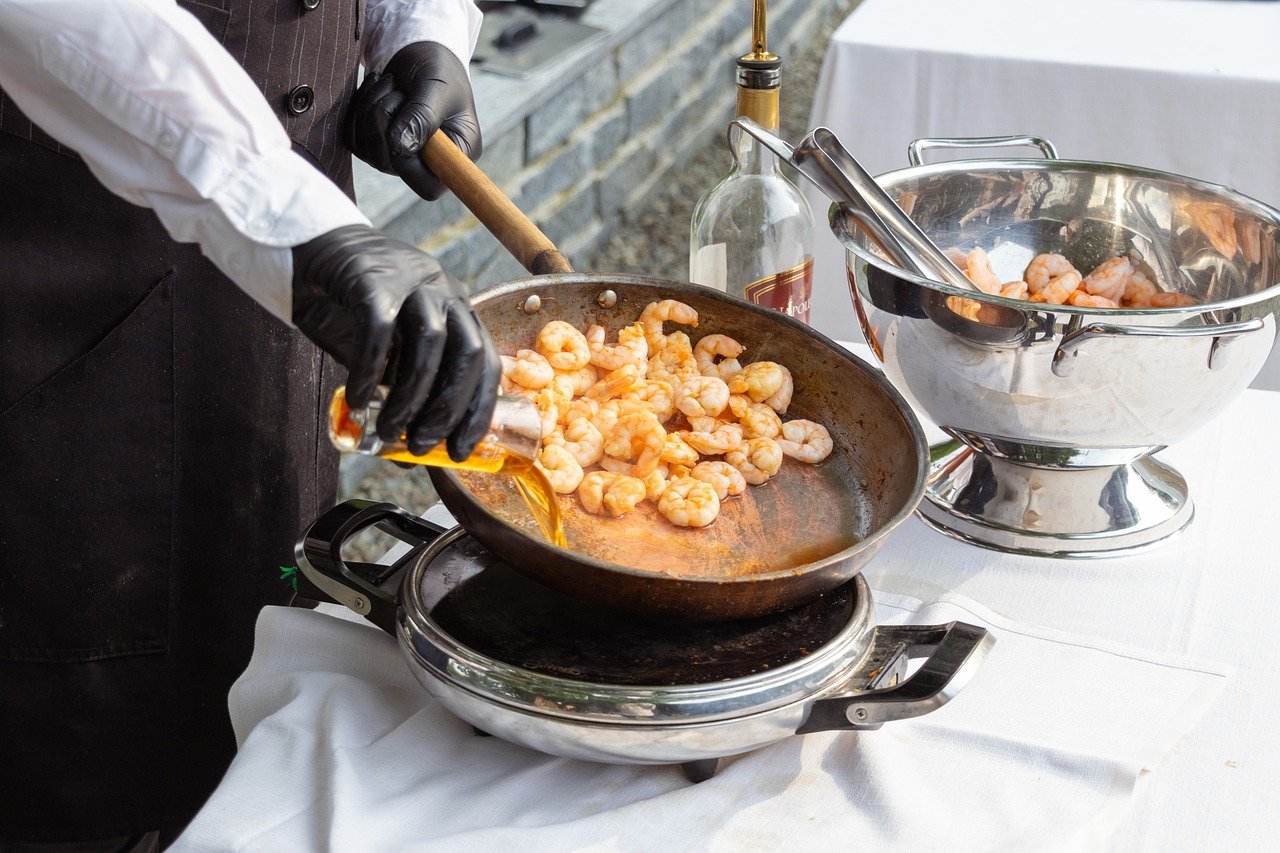 Food seafood rum shrimp cooking cook restaurant horizontal