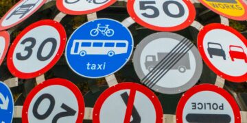 assorted-color road signs