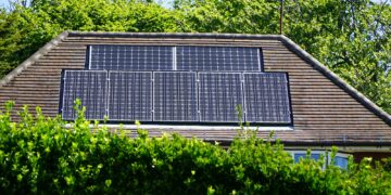 a building with solar panels