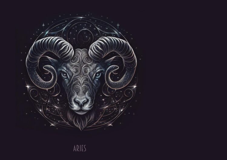 Aries star sign astrology horoscope fantasy ai generated background birthday card zodiac symbol shining aries aries aries aries aries