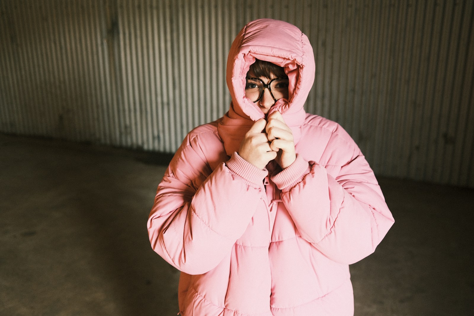 A person in a pink garment