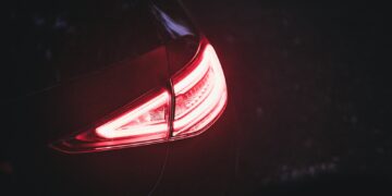 red car light in dark room