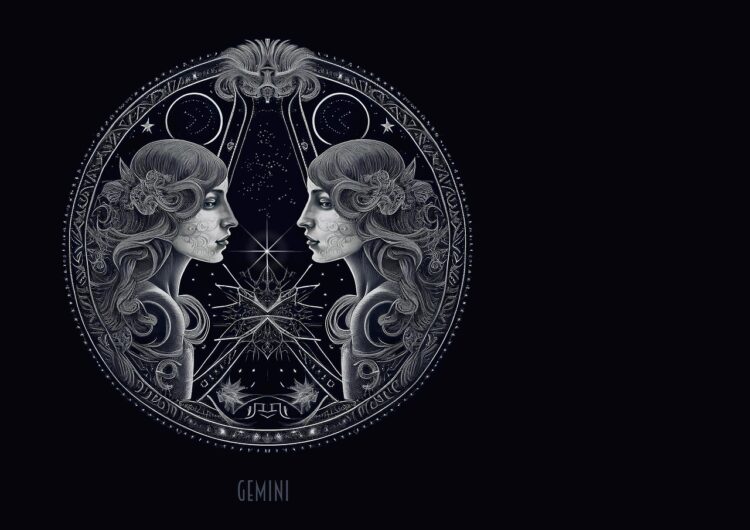 Gemini star sign astrology horoscope fantasy ai generated background birthday card zodiac symbol shining gemini gemini gemini gemini gemini