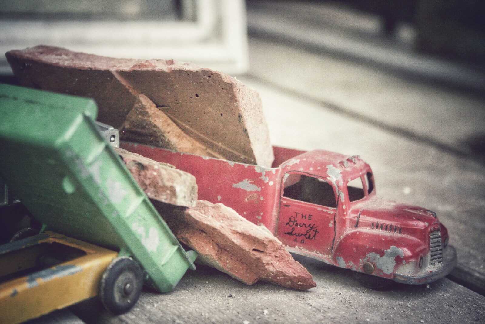 Red delivery truck scale model
