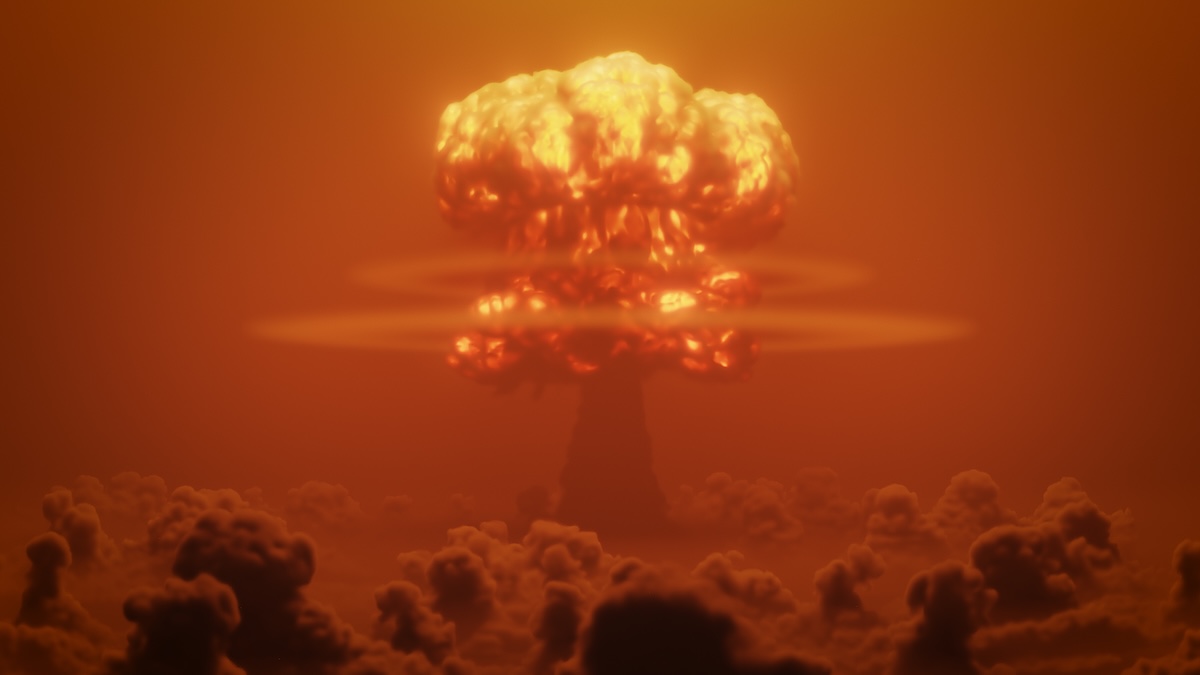 3d render Nuclear explosion above the clouds in 4k - Info Vandaag