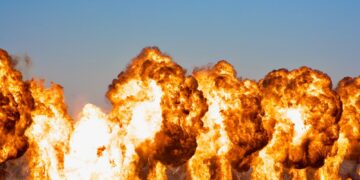 brown and white smoke on brown rock formation