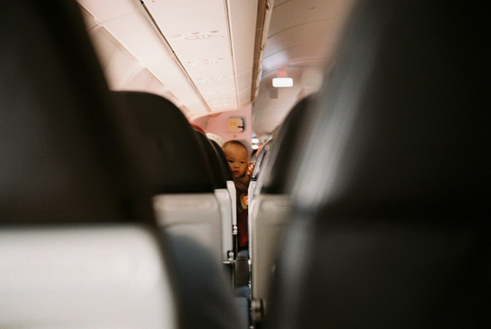 A view of the inside of an airplane