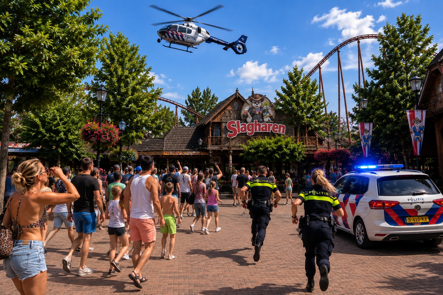 Heftig: politiehelikopter op zoek naar verdachten in Attractiepark Slagharen